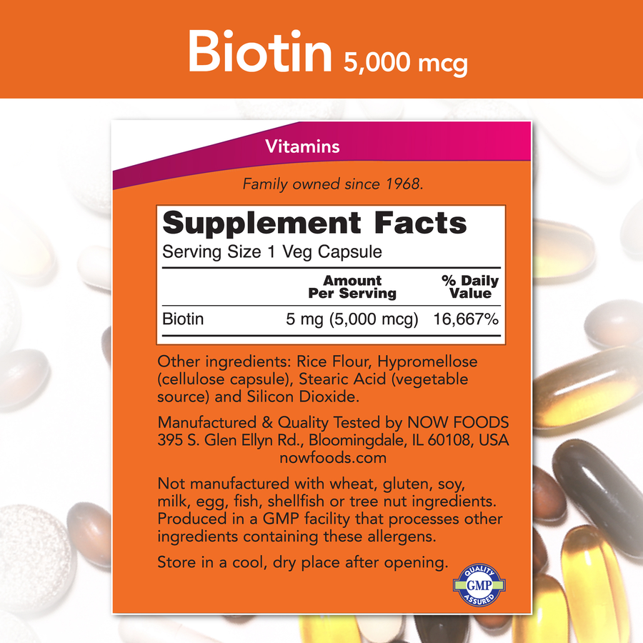 Biotina 5000 mcg (120 Veg Caps) / Biotin 5,000 mcg