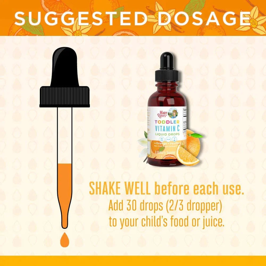 Gotas líquidas orgánicas de vitamina C para niños pequeños (30ml) /Toddler Vitamin C Drops, Orange Vanilla, Org, (1oz)