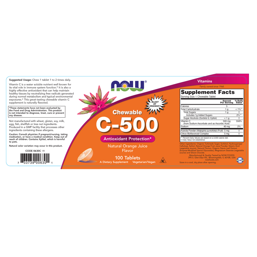 Vitamina C-500 (100 Tablets)/ Vitamin C-500 Orange Chewable