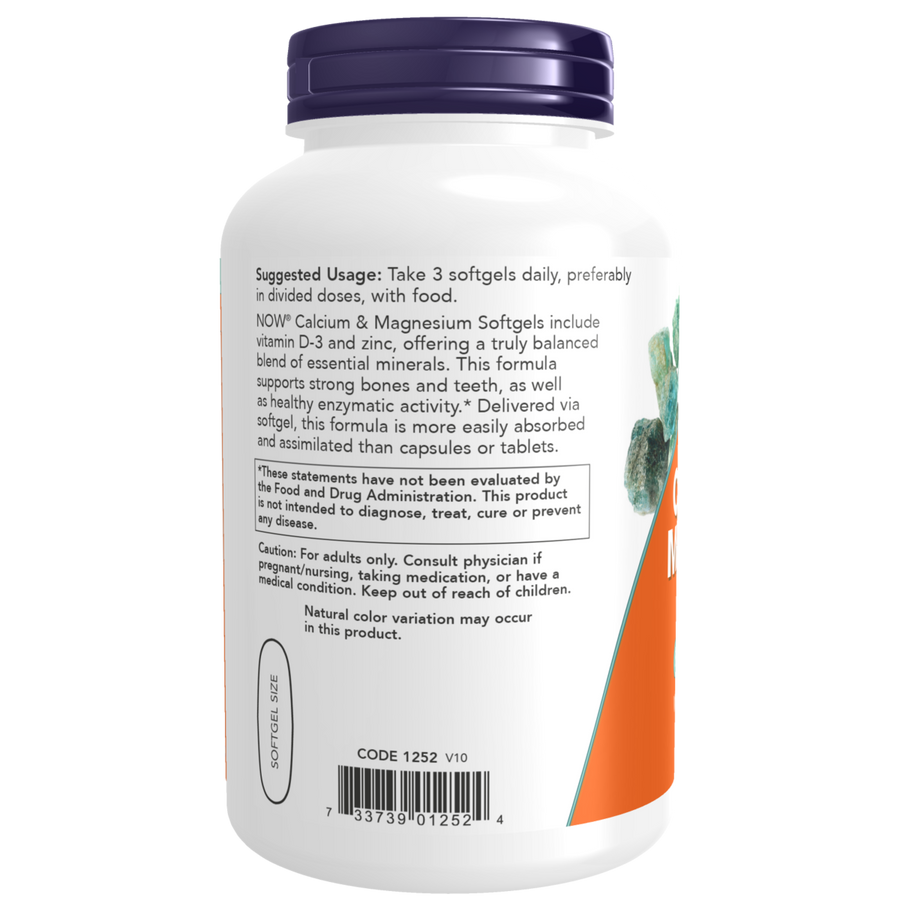 Calcio y Magnesio 1000mg/500mg (240 capsulas blandas) / Calcium & Magnesium Softgels