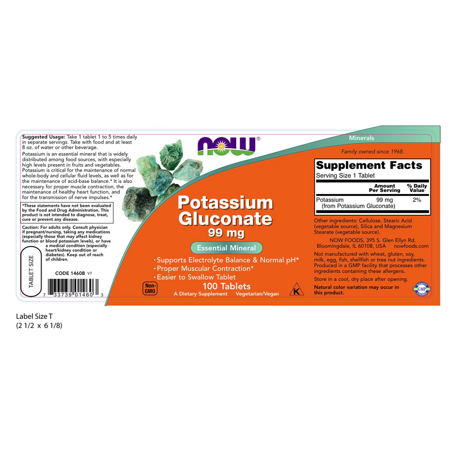 Potasio Gluconato 99 mg (100 Tab) / Potassium Gluconate 99 mg