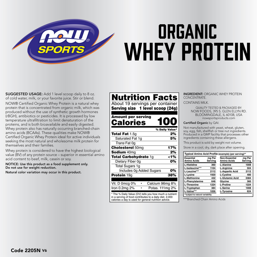 Proteína de suero Organico (1LB)454gr / Organic Whey Protein