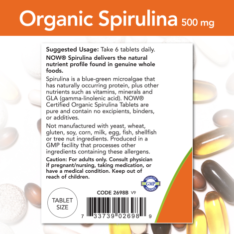 Espirulina 500 mg, orgánica(200Tab) / Spirulina 500 mg, Organic