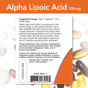 Ácido alfa lipoico 100mg (60 Vegcaps)/ Alpha Lipoic Acid 100 mg