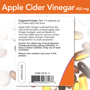 Vinagre de Manzana 450mg (180Veg Caps) / Apple Cider Vinegar 450 mg
