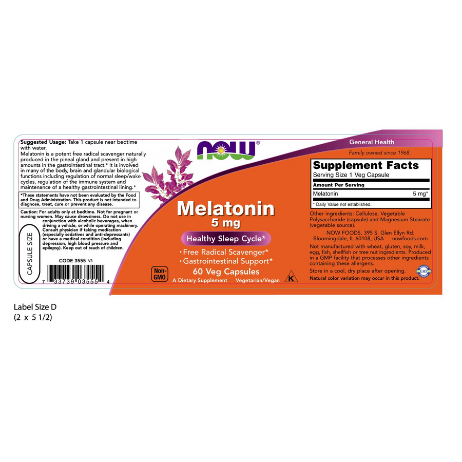 Melatonina 5 mg (60 VegCaps)/ Melatonin 5 mg