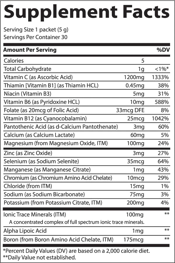 Electrolyte Stamina Power Pak 1200mg Vitamina C - Citrus (Sin Azúcar) (30 pack/0.18oz)