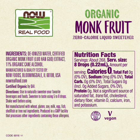 Endulzante Orgánico Fruto del Monje 60 ml / Organic Liquid Monk Fruit