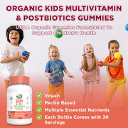 Multivitamínico orgánico para niños + Gomitas posbióticas/ Kids Multivitamin & Postbiotics Gummies, Mixed Berry & Cherry, Org, 60 ct