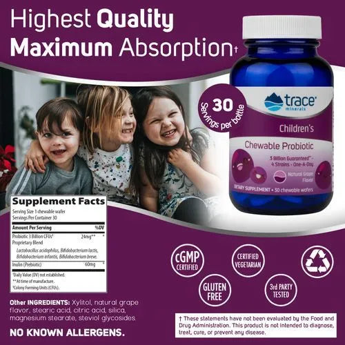 Probiótico masticable para niños (30 obleas) /children's chewable probiotic (30 chewables wafers)