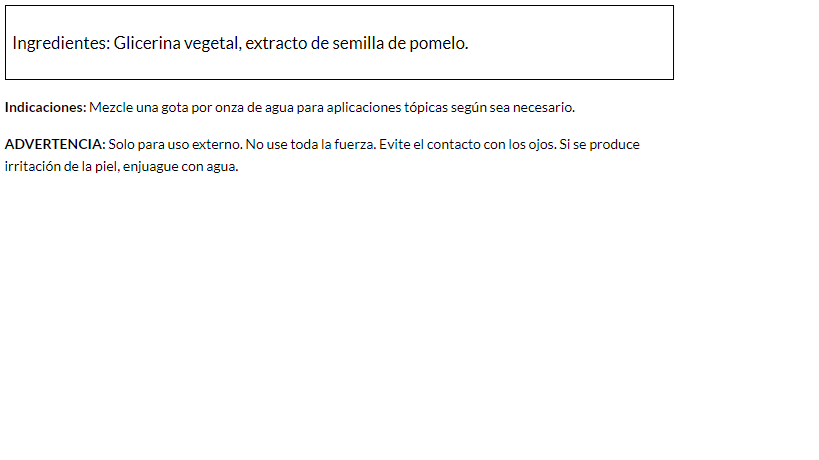 Extracto líquido de Semilla de Toronja (29.6 ml) / Grapefruit Seed Liquid Extract (1fl oz)