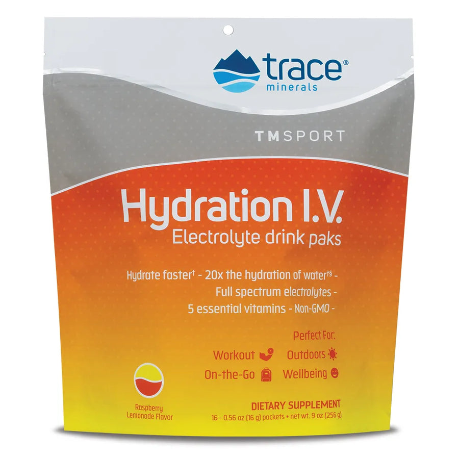 Hydration I.V. Electrolyte Drink Paks sabor a limonada de frambuesa/ Hidratación I.V. Electrolito Drink Paks raspberry lemonade flavor (16p-0.56 oz)