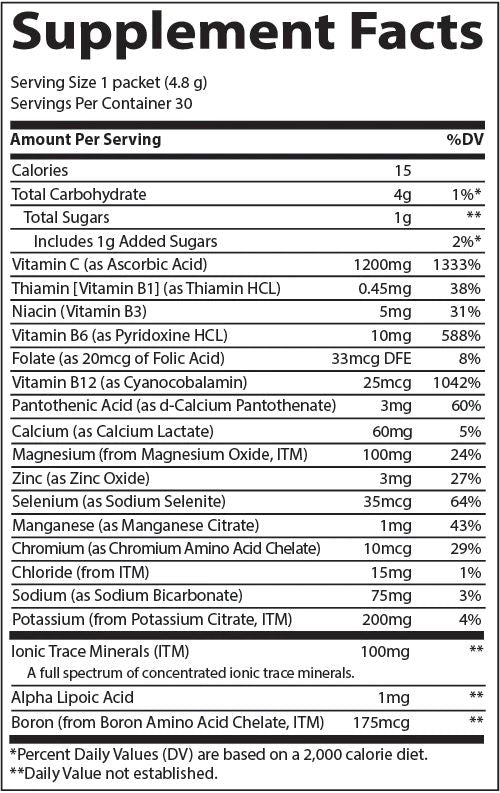 Electrolyte Stamina Power Pak - sabor Uva/Grape 1200 mg Vitamina C (paquete de 30/0.19 oz)