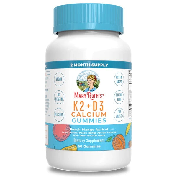 Calcio K2 + D3 en gomitas (60 gomitas) / Vitamin K2+D3 Calcium Gummies, Peach Mango & Apricot, 60 ct