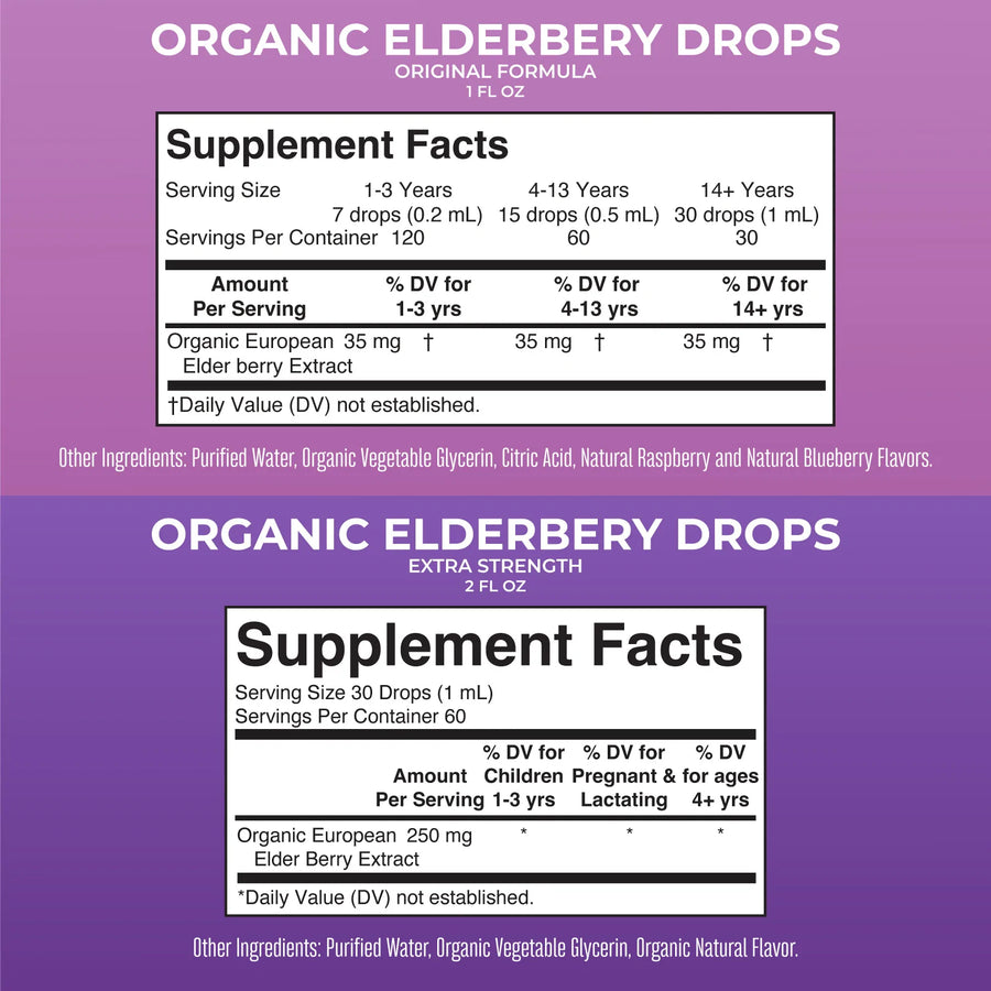 Saúco orgánico liquido (30ml) / Elderberry Drops, Blueberry Raspberry, Org, 1 oz