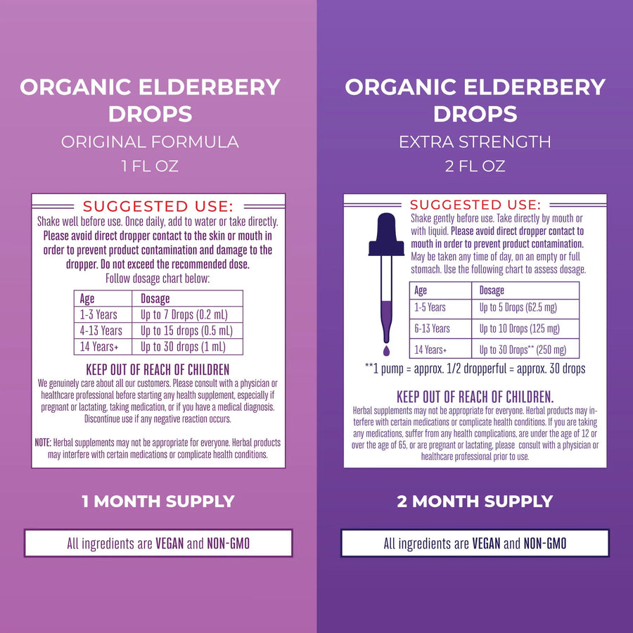Saúco orgánico liquido (30ml) / Elderberry Drops, Blueberry Raspberry, Org, 1 oz