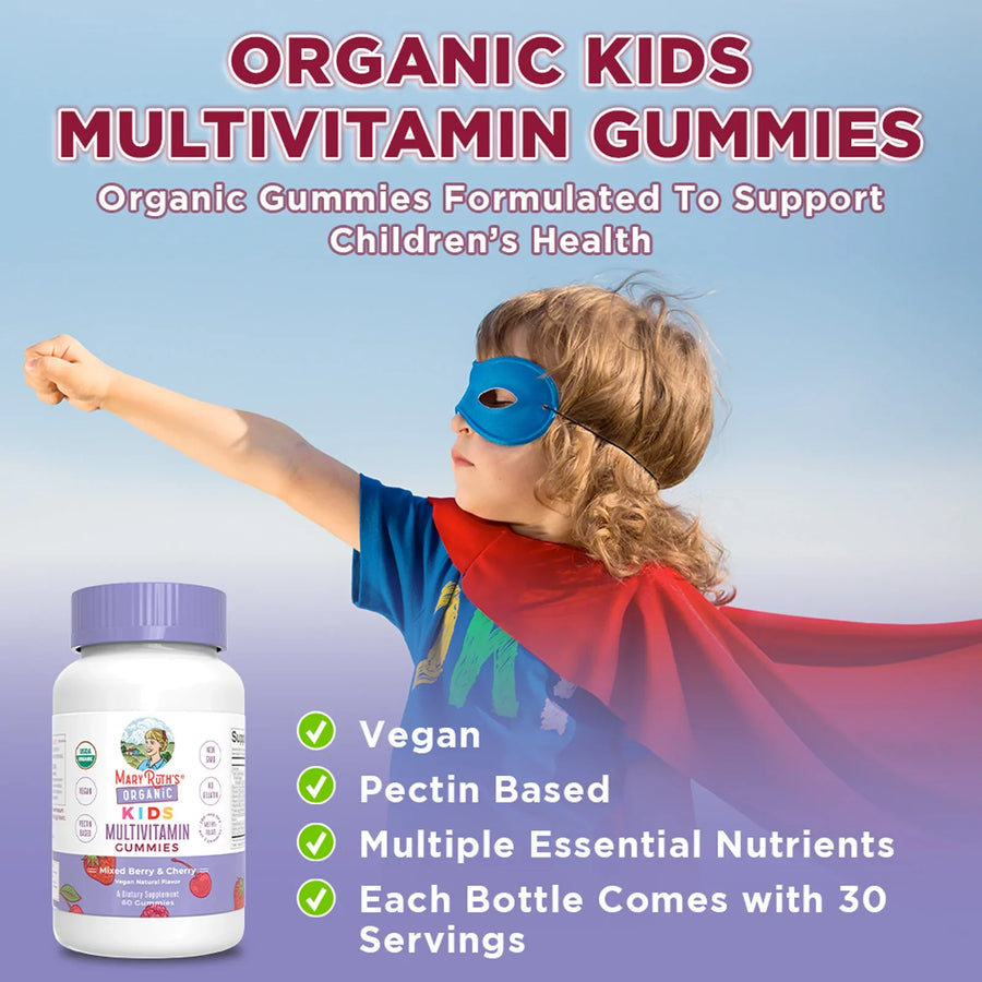 Gomitas multivitamínicas orgánicas para niños (60 gomitas) / Kids Multivitamin Gummies, Mixed Berry & Cherry, Org, 60 ct