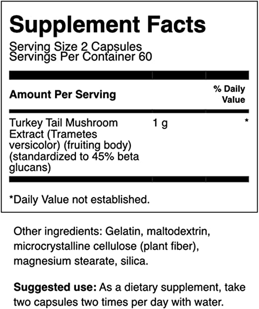 Hongo de cola de pavo 500mg (120 caps) / Turkey Tail Mushroom 500mg (120 caps)