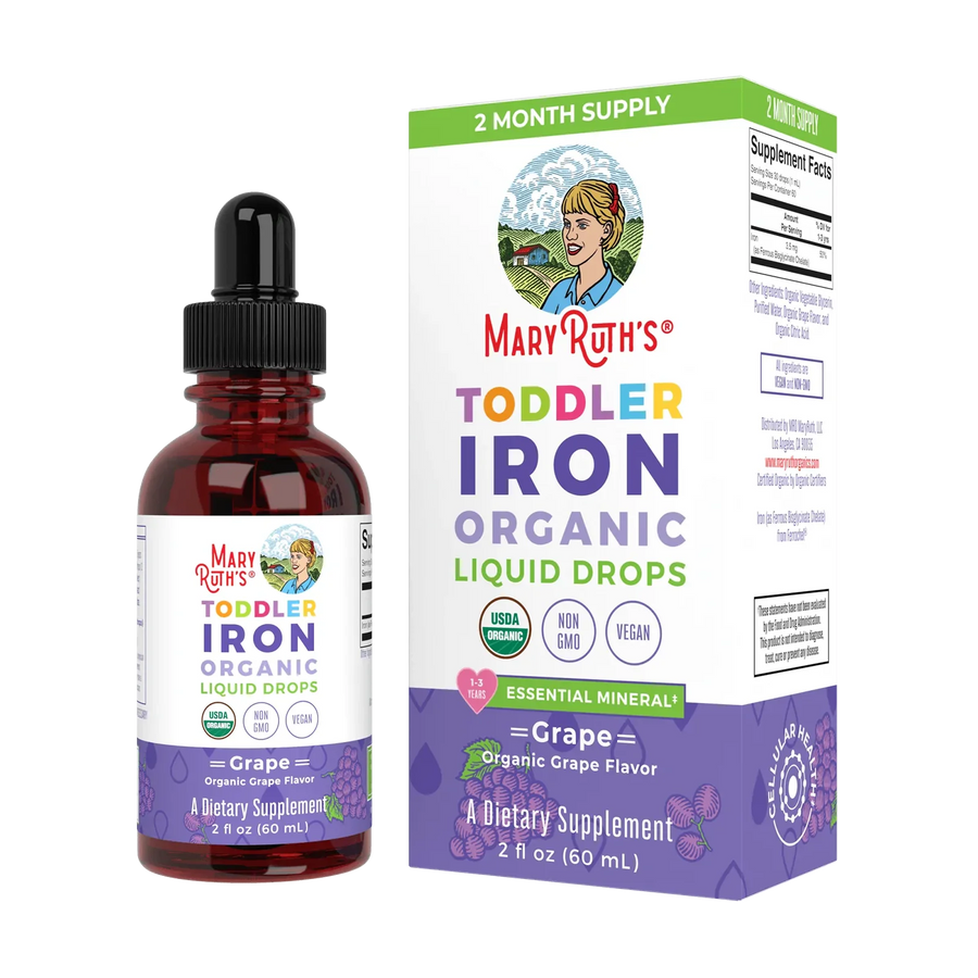 Gotas líquidas orgánicas de hierro para niños pequeños (60ml) / Toddler Iron Drops, Grape, Org, (2oz)