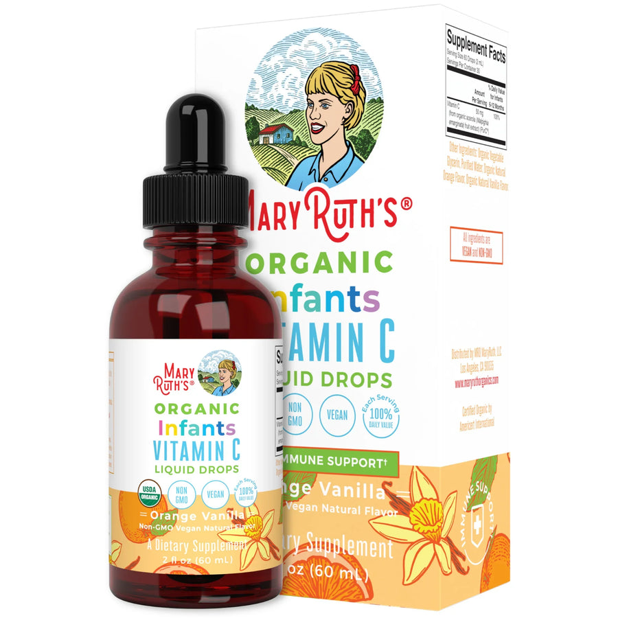 Gotas líquidas de vitamina C para bebés orgánicos (60ml) / Infant Vitamin C Drops, Orange Vanilla, Org, (2oz)