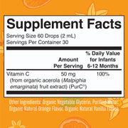 Gotas líquidas de vitamina C para bebés orgánicos (60ml) / Infant Vitamin C Drops, Orange Vanilla, Org, (2oz)