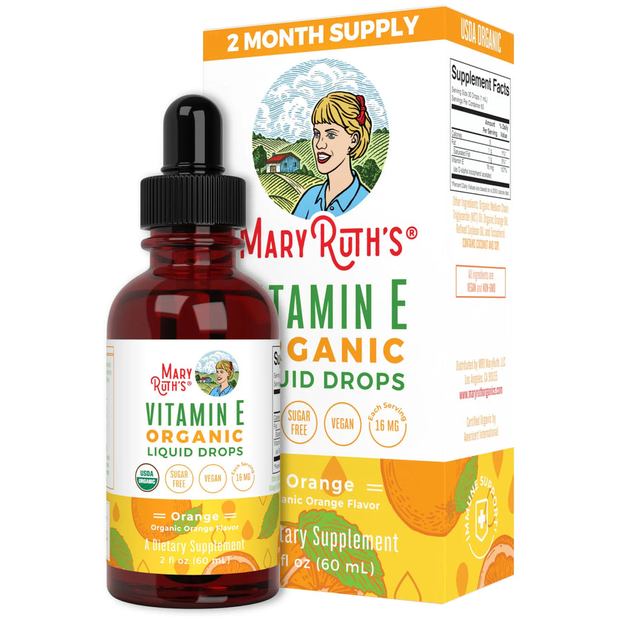 Gotas líquidas orgánicas de vitamina E (60ml) / Vitamin E Drops, Orange, Org, (2oz)
