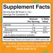 Gotas líquidas orgánicas de vitamina E (60ml) / Vitamin E Drops, Orange, Org, (2oz)