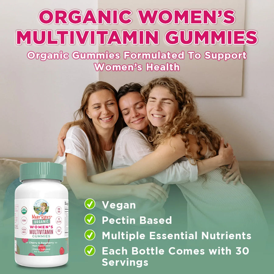 Gomitas multivitamínicas orgánicas para mujeres (60gomitas) / Women's Multivitamin Gummies, Cherry & Raspberry, Org, (60ct)